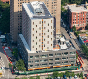 Aerial of Frances Goldin Apartment Building, Essex Crossing